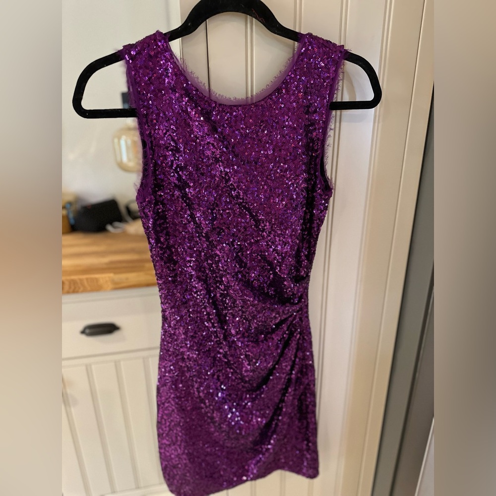 Purple Sequin Cocktail Dress